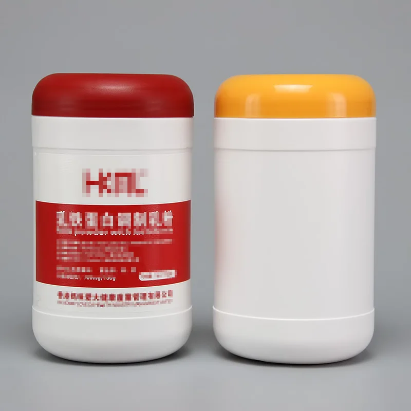 Customized size and color 300ml 400ml 500ml 600ml Wide Mouth HDPE Plastic Protein Powder Container Jars With Screw Lid