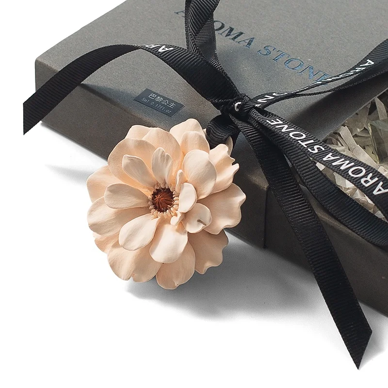 Household Fragrance diatomite ceramic flower car aromatherapy camellia hanging aroma stone