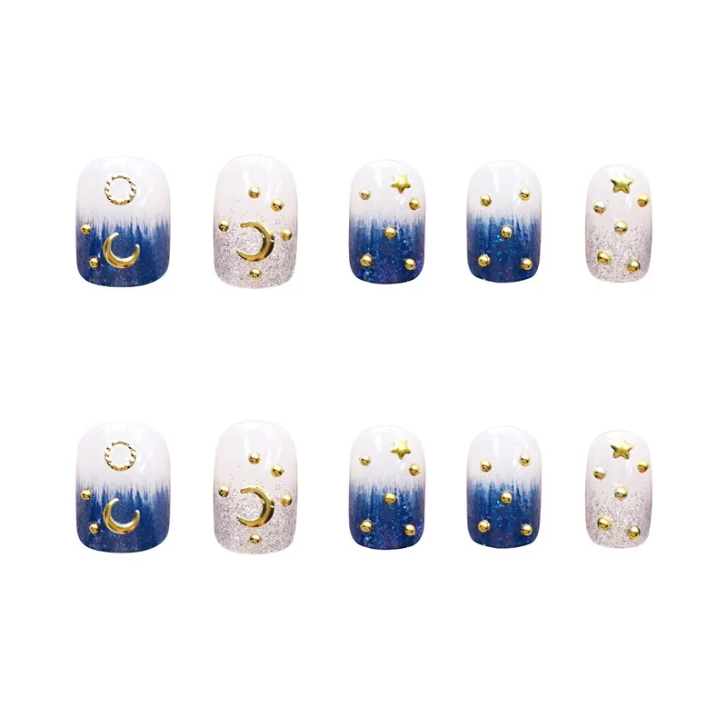 TikTok Web Celebrity Product 24 pcs Gradient Frosted Artificial Nails Glue Sticker Wholesale