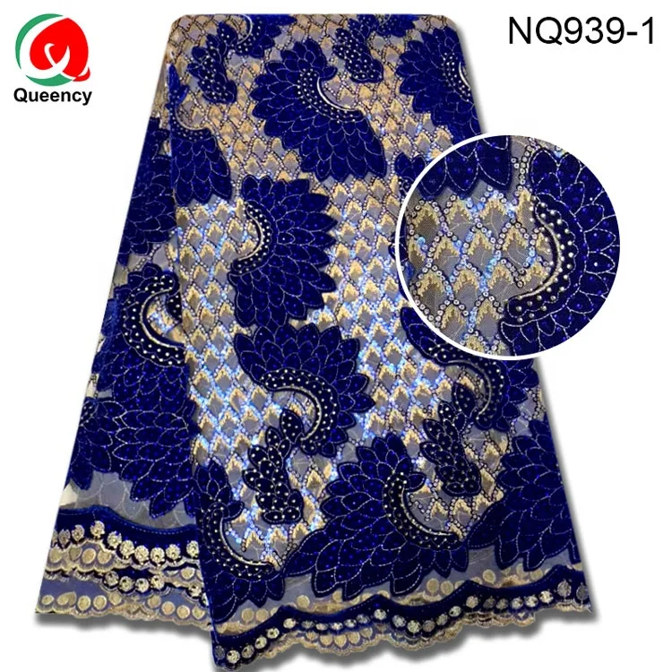 Sequin lace embroidery net fabric velvet sequin tulle fabric Lace Decoration and Club Dress Type One Shoulder Ruffle