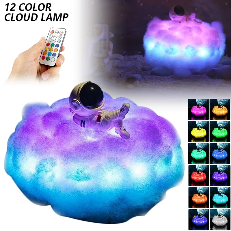 Colorful Clouds Astronaut Lamp Flexible Remote Control Romantic Gift Astronaut Lamp Novelty Night Table Lamp for Children