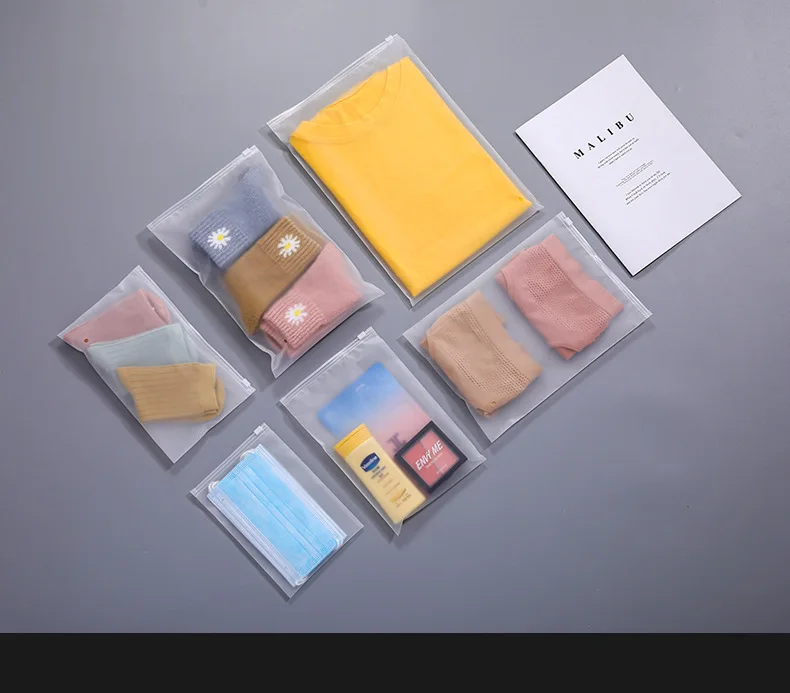 Custom Logo Clear Matte Zip Lock Plastic Underwear Zipper Bikini Swimming Clothes Packaging Bag