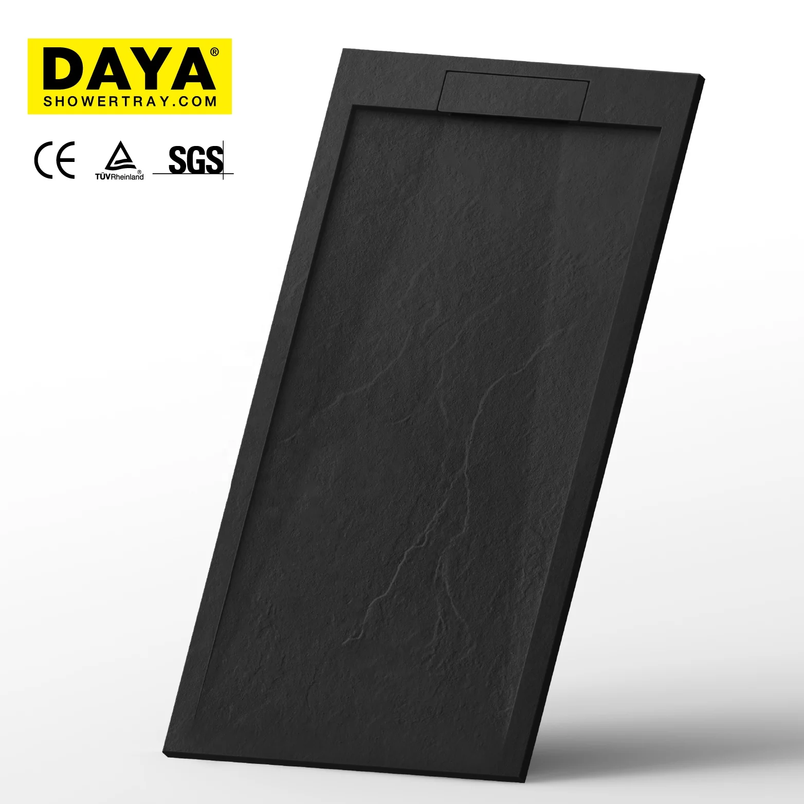 Black Color Polymarble Deep Shower Tray Bathroom Walk in Shower Base Shower Wall Panel