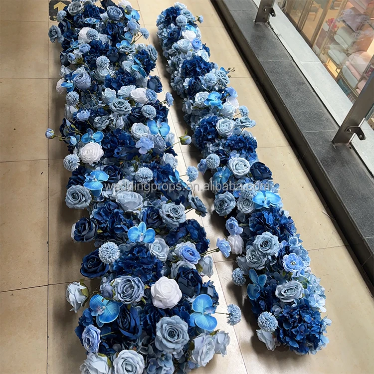 baby breath white rose artificial flower runner decor flower arrangement panel for wedding event decoration