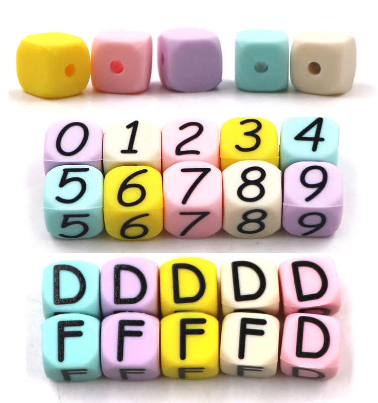 Hot Selling BPA Free Food Grade Soft Silicone Baby Teething English Alphabet Letter Beads silicone number beads