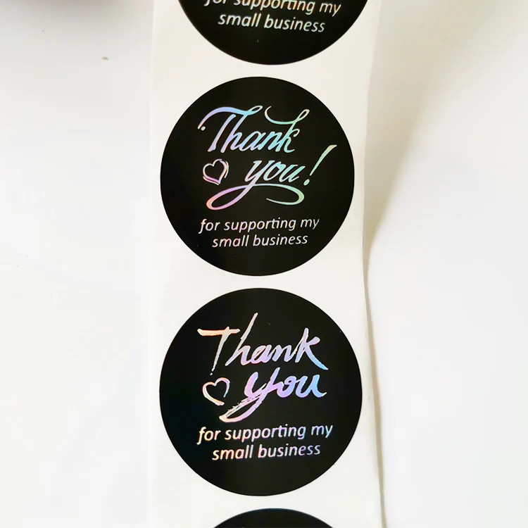 Stonedoing Printed 500pcs each Adhesive Roll Labels Package Use Custom Logo Thank You Round Label Sticker