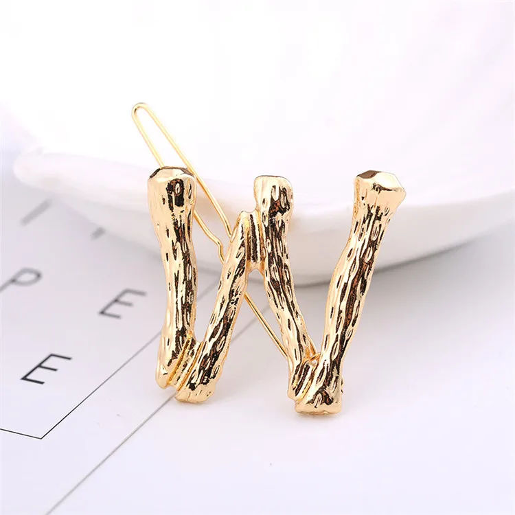 
Custom 26 letter Hairclip Baby Kids Women Alloy Metal letter Initials Hair Clips for Girls 