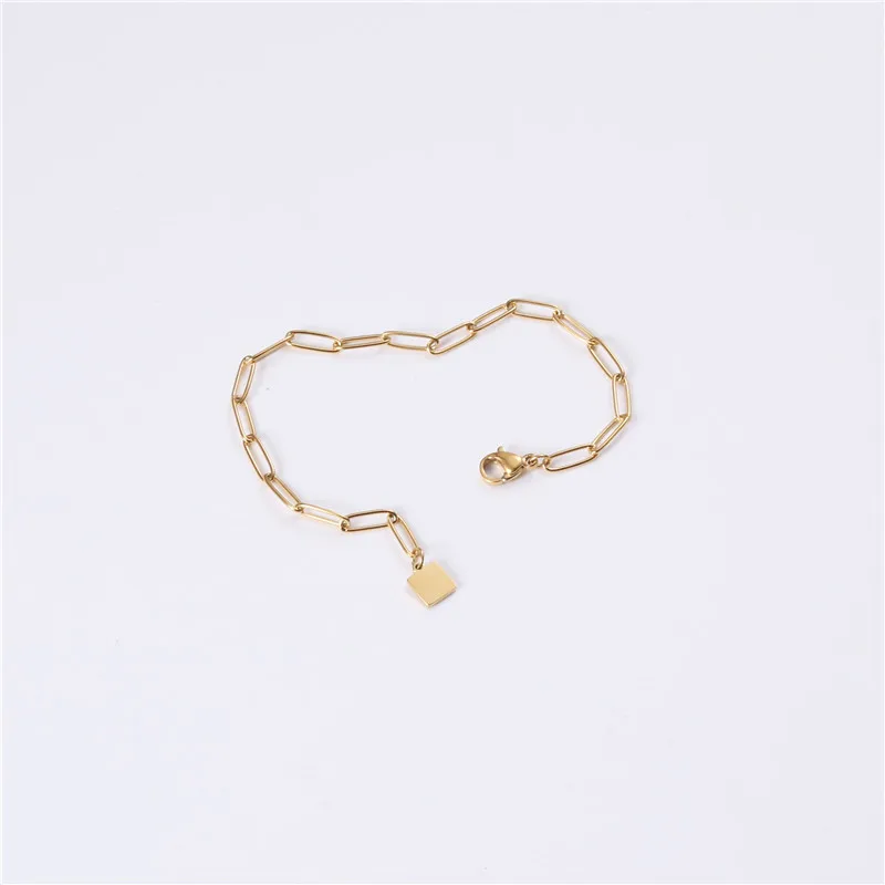 Sland Checkered Thick Stainless Steel 14k Gold Plated Bracelet