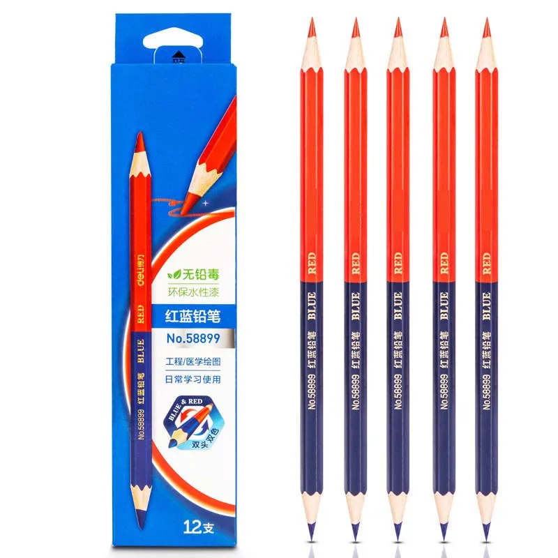 Two-Sided Two-Color 12 Drawings Engineering Medicine Specific Pencils Marked With Red And Blue Pencils