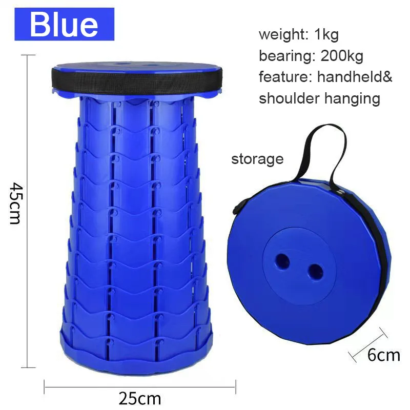 Portable Shoulder Hanging Plastic Stool Anti Slip Height Adjustable Stool  Stackable Folding Stools Ottomans