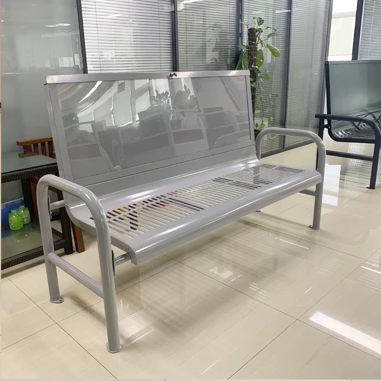 City center bus stop steel park bench outdoor cast iron Advertising garden bench