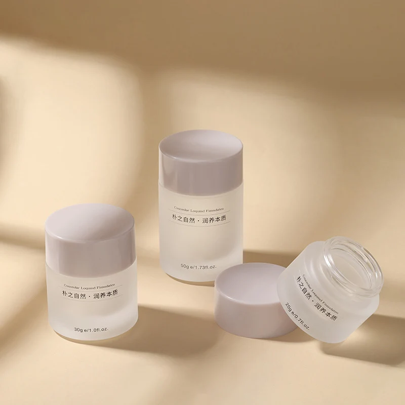 Best Sell Luxury Glass Amber Frosted Jar 20g Eye Cream Jar 30g 50g Pink Lotion Cream Skincare Cosmetic Packing Jar Ready to ship