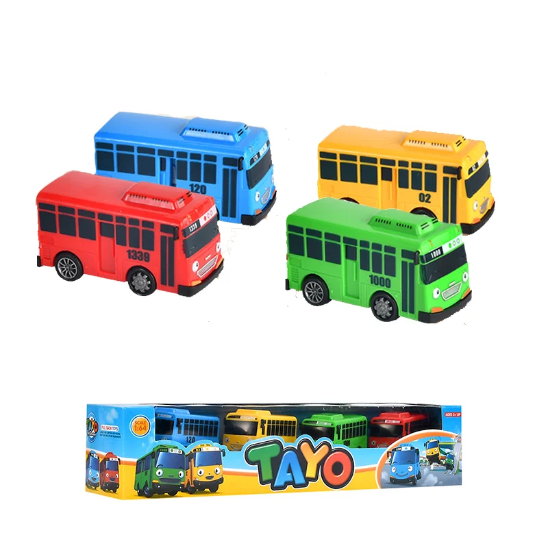 Tayo Car Little Model Bus Mini Toy Cheap Plastic Pull Back Car mini bus transportation pull back school bus openable door