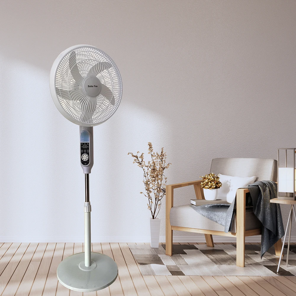 YL-FS518 16-Inch Solar Powered LED Rechargeable Stand Fan High Wind Speed Direct Factory Supply AC DC Rechargeable Fan