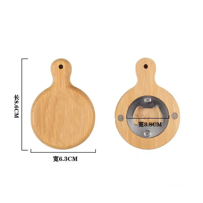 Wooden handle beer starter manufacturers magnet creative refrigerator stickers delicate appearance wood beer bottle opener