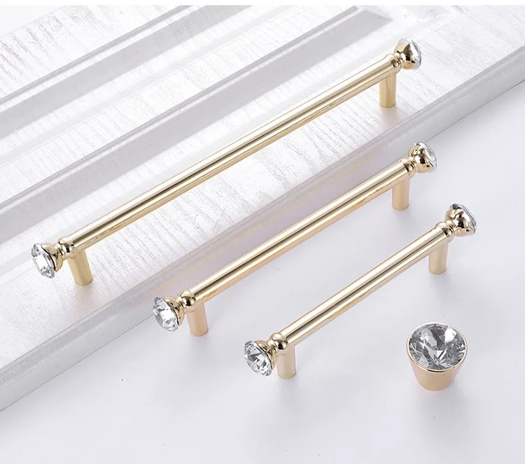 Кухонные ручки из цинкового сплава в европейском стиле золотая ручка для ящика шкафа красивые Хрустальные Ручки