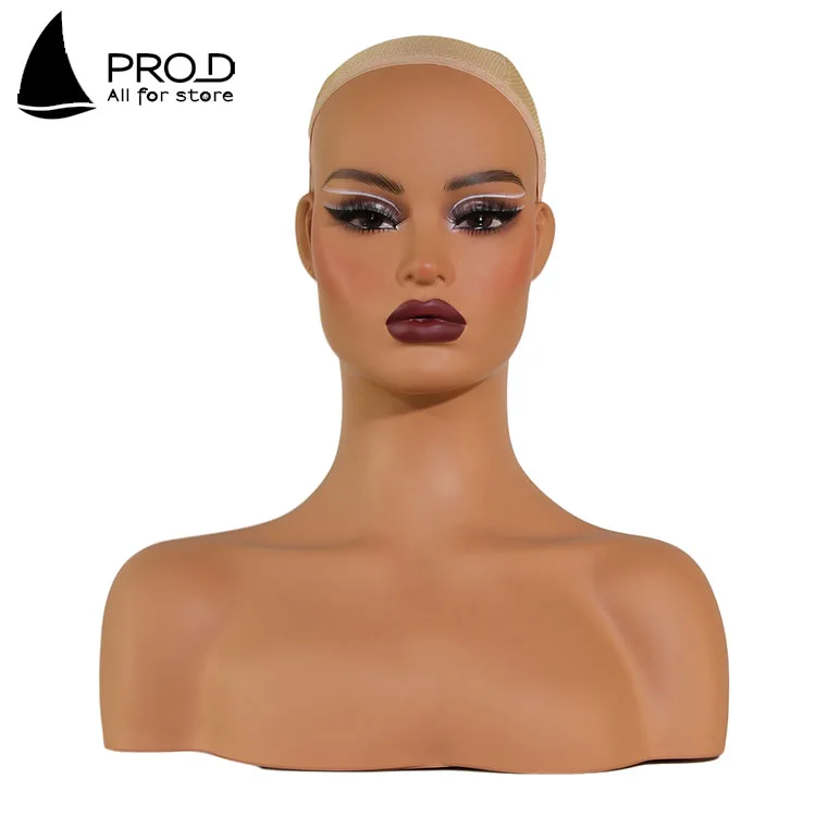 European beauty makeup shoulder wig necklace jewelry show PVC mannequin head