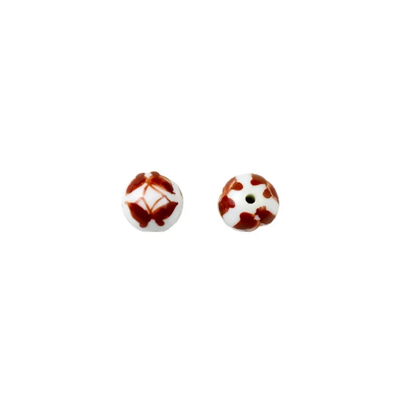 2023 wholesale hand drawing butterfly 12mm Red Round porcelain loose beads jewelry making beads