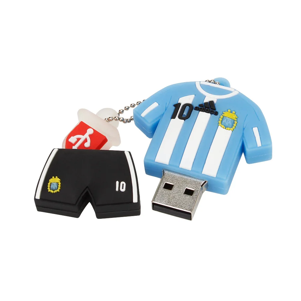 Promotional Factory Football Team 100% Real Full Capacity USB Flash Drive 512MB 1GB 2GB 4GB 2.0 Sport Jersey Shaped For Students