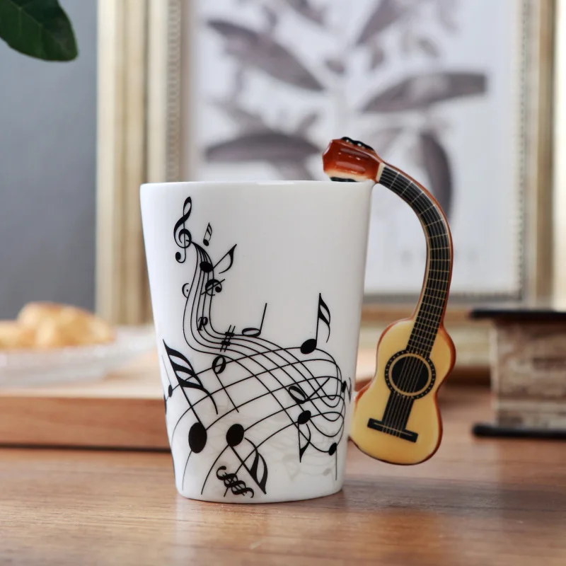 Music Score Water Cup Milk Coffee Gift Mugs 400ml New Ceramic Music Cup Mug Student Couple Guitar Musical Instrument Cup