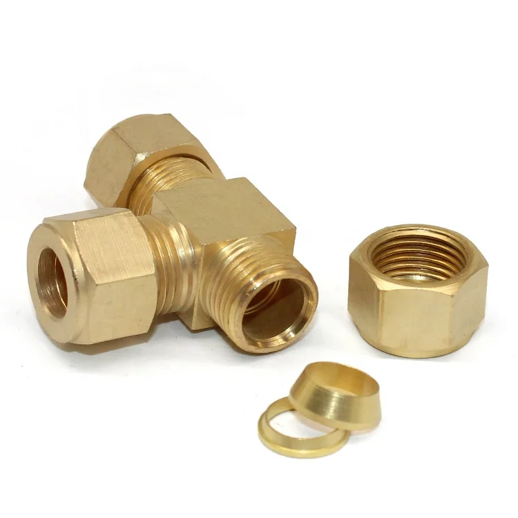 High Pressure Brass Plumbing Fittings Three-Way Tee Joint Pipe Fittings