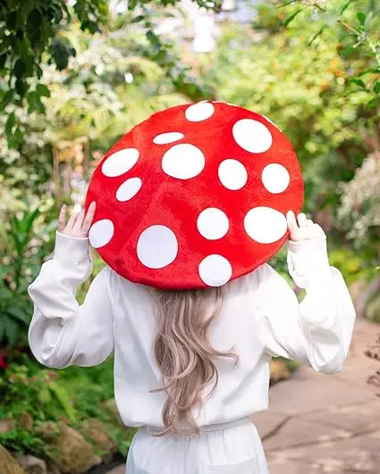 Mushroom Hat Costume Cosplay Accessory Party Hat Cap Oversized with Wired Brim