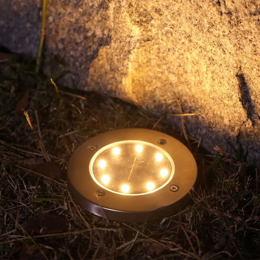 8 Led Landscape Lawn Waterproof Disk Down Lamp Outdoor Solar Light Underground Light