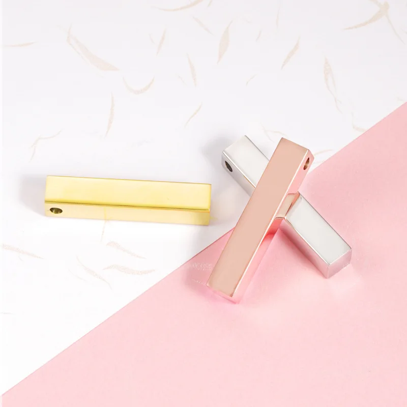 Mirror Stainless Steel Stereo Rectangle Jewelry Accessories DIY Stereo Rod Glossy Laser Pendant Wholesale