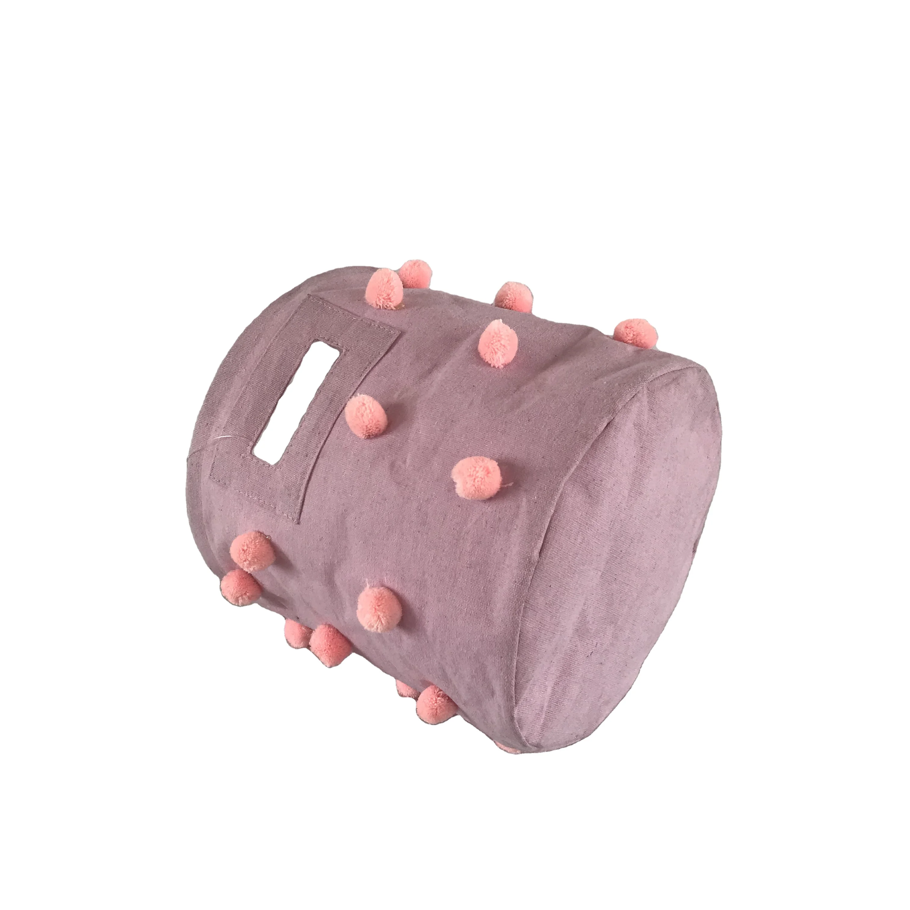 Amazon Hot Sell Foldable Basket Canvas Basket with Pompom