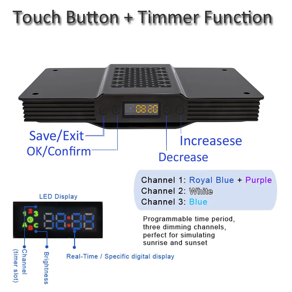 2024 New Hot Sale Shang Aisi Underwater Knight V3 Full Spectrum 60W Marine Tank Light Sunrise Sunset Model Aquarium Lights