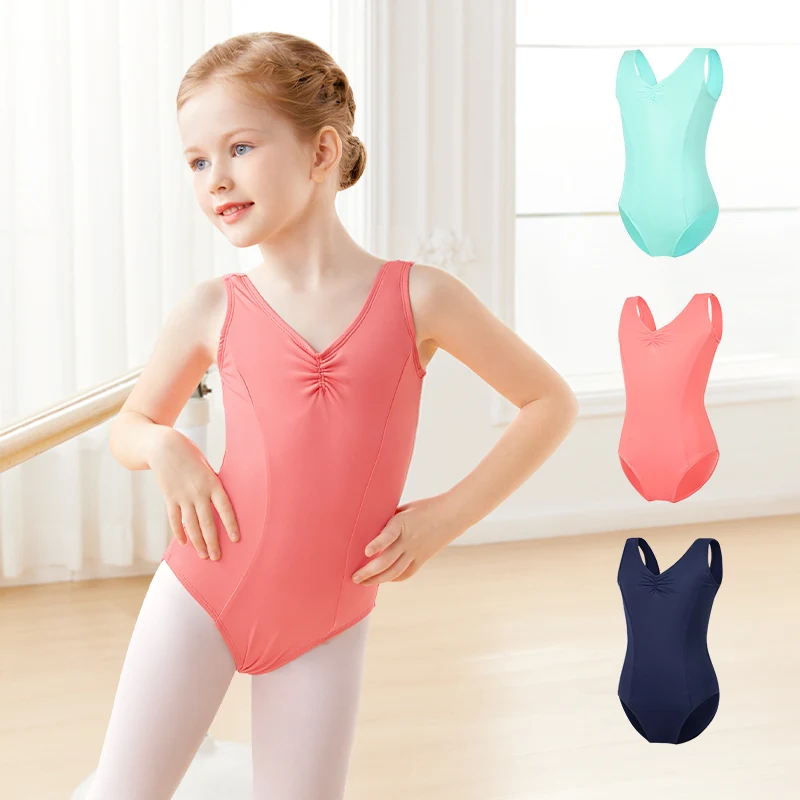 Children Nylon Vest Ballet Leotard Girls Basic Dance Gymnastics Bodysuit