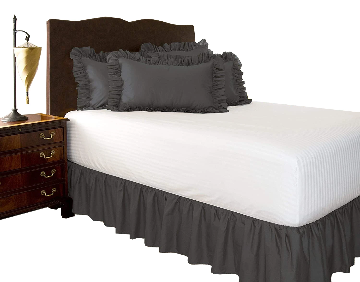 Классические Юбки с запахом вокруг кровати, эластичные пылезащитные оборки темно-серого цвета, двойной размер