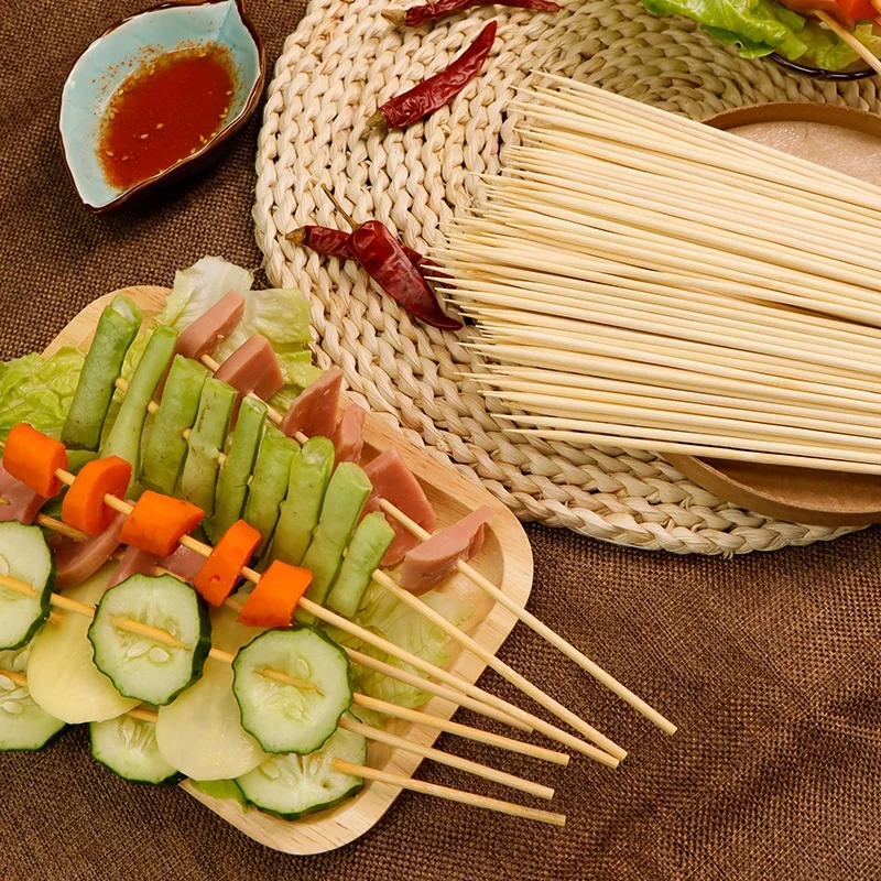Wholesale Purely Natural Bamboo BBQ Skewers Disposable Barbecue Bamboo Plant Stick Bamboo Fruit Sticks