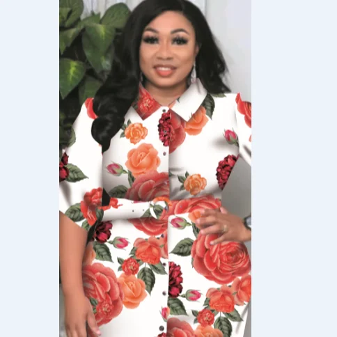 Women African Colorfully Floral Print  Clothing Casual Daily Dress  dashiki shirt