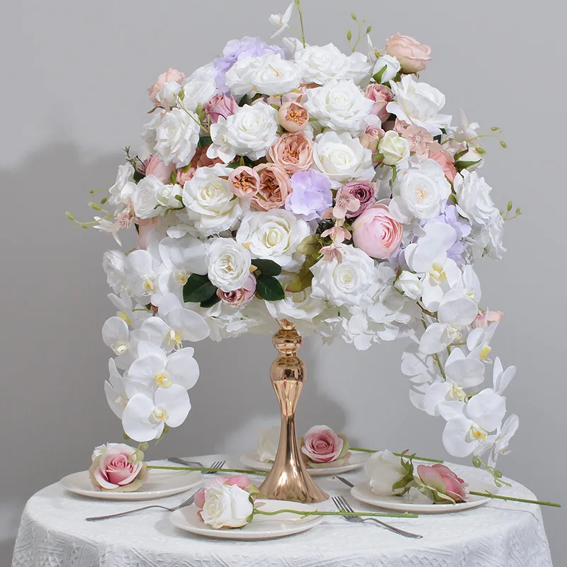 GJ-FC669 High quality flower table centerpiece wedding artificial white flower ball center piece for  party decoration