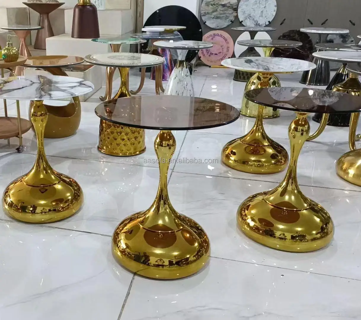 Turkish Furniture Luxury Mini Coffee Table Set Modern Indian Metal Side Tables Hotel Apartment Home Living Room Gold side table