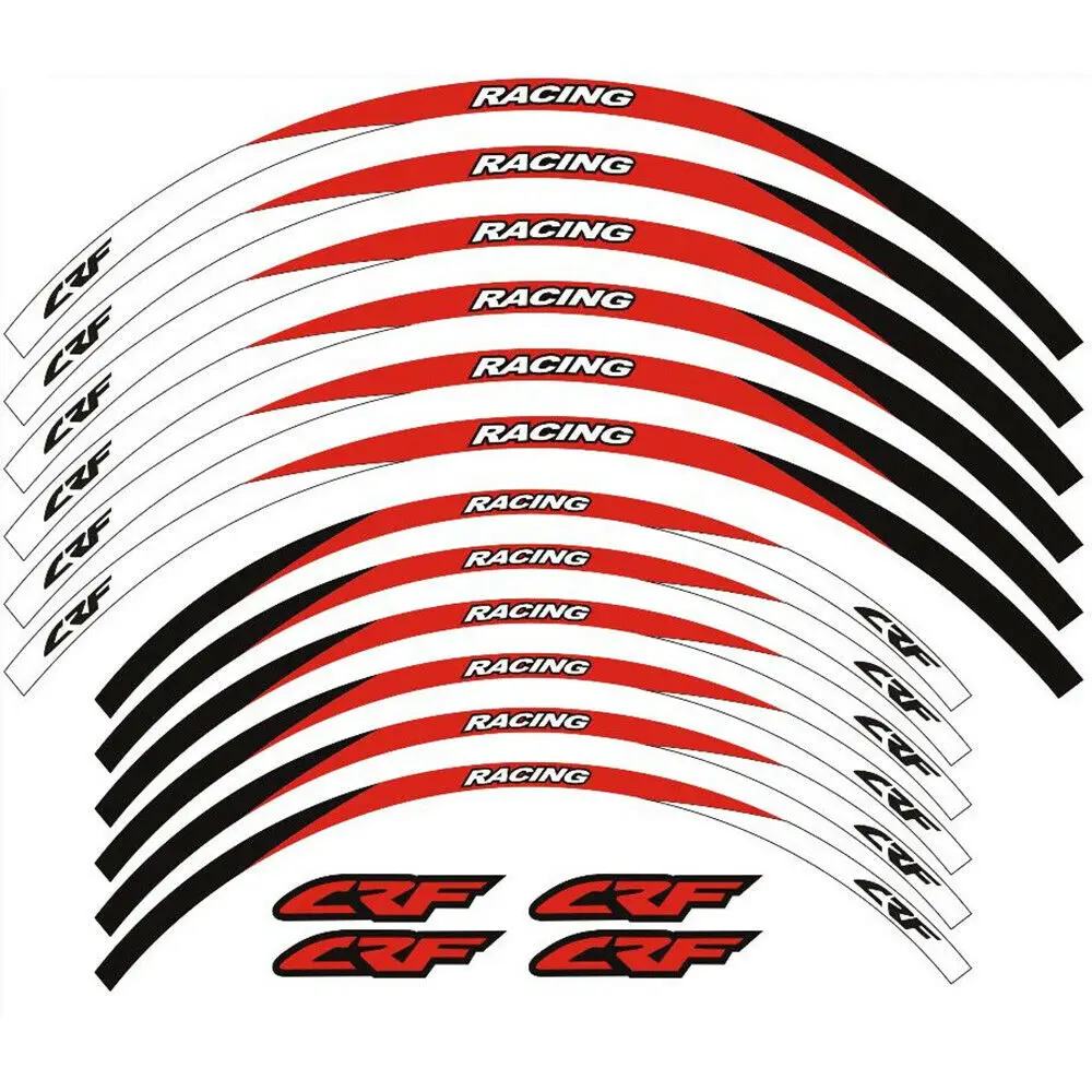 For Honda CRF450R CRF250R Motorcycle Accessories Wheel Rim Reflective Stripes Sticker Waterproof Decorate Decals Tape Set