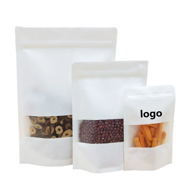 2024 flat bottom matte white standing up pouches kraft standing up pouches with zipper 30x40cm