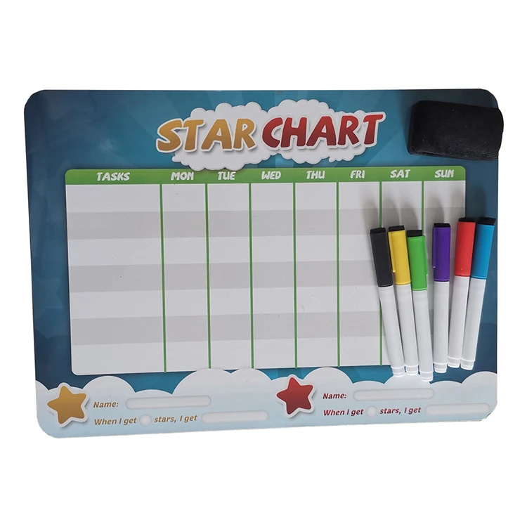 eco custom soft colorful magnetic chore chart for kids with marker dry erase