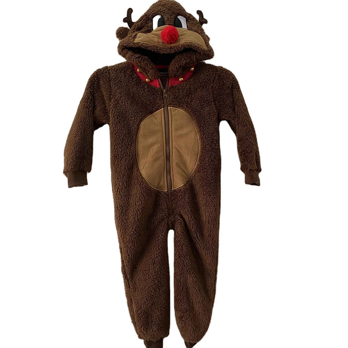 Wholesale High Quality Children Christmas Festival Plain Long Sleeve Kids Winter Polyester Clothing Romper Jumpsuit