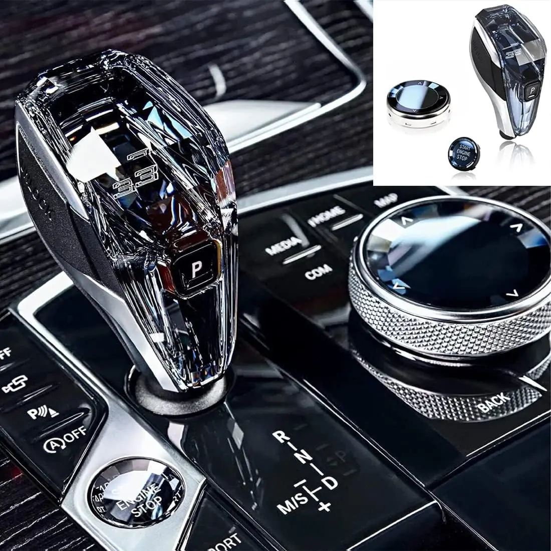 electronic gear handball car manual shift lever cover glass gear shift knob crystal glass