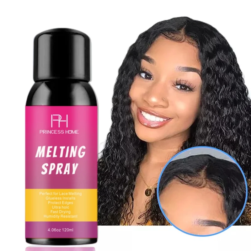 Private Label 120ml Strong Natural Forming Hold Lace Melting Spray Strong Hold Fast Dry Invisible Hair Glue Melting Spray