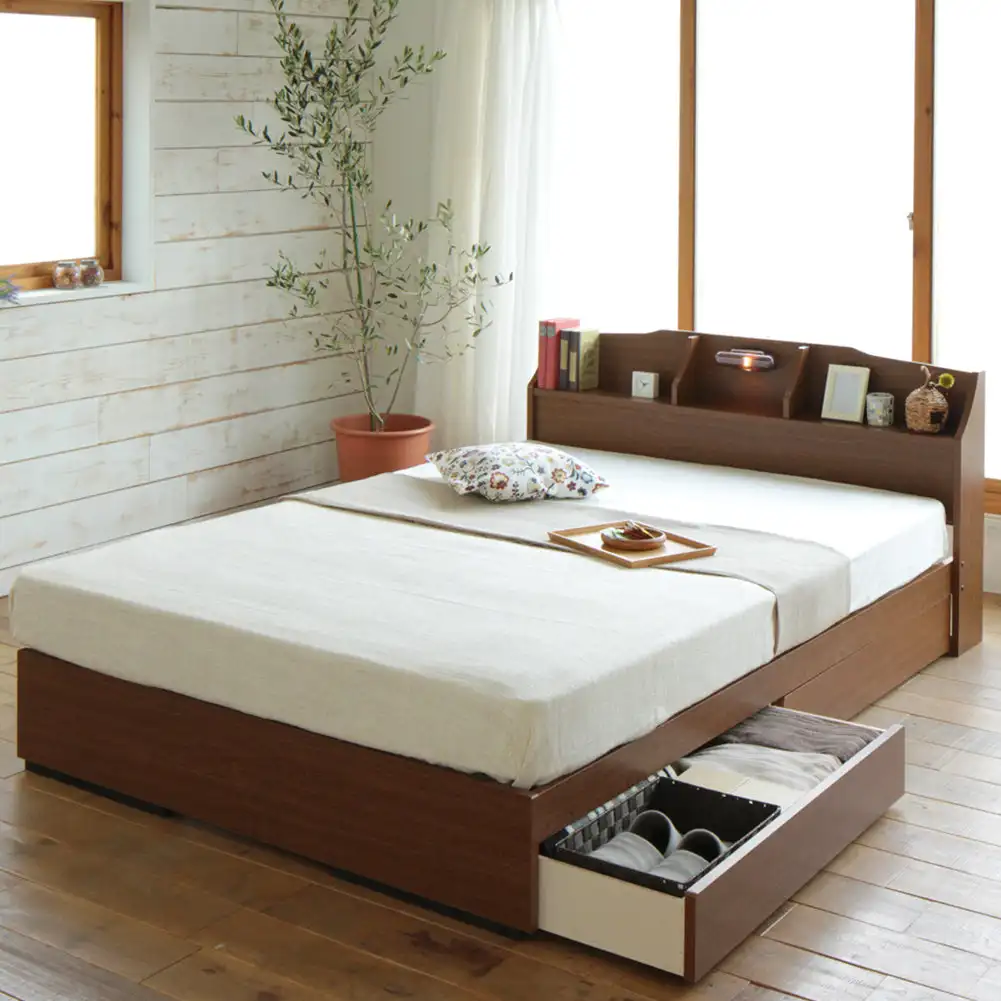 Modern King Size MDF Wooden Double bed with Storage Box drawer bedroom  furniture bedroom sets