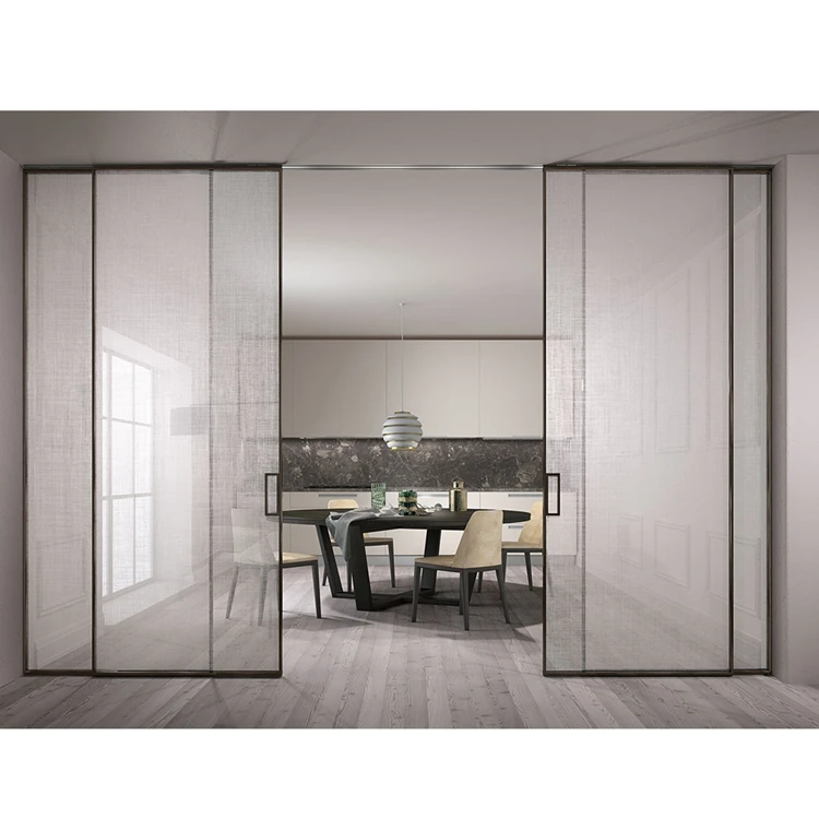bespoke properties black frameless glass top hanging aluminium sliding door
