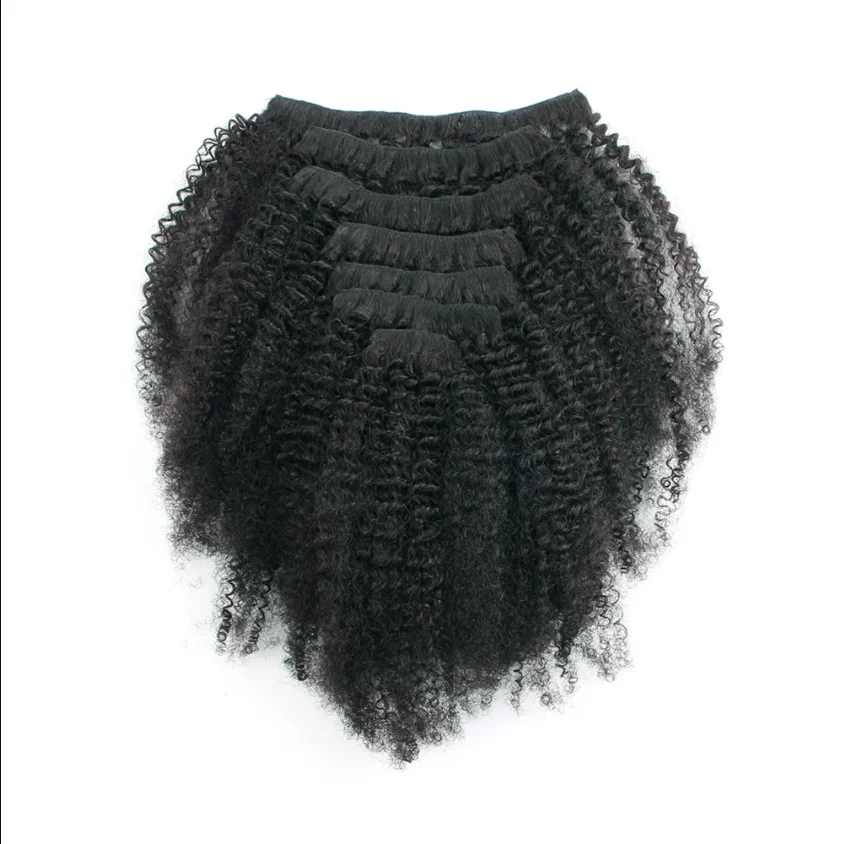 Wholesale 100% virgin mongolian afro kinky curly human hair clip ins