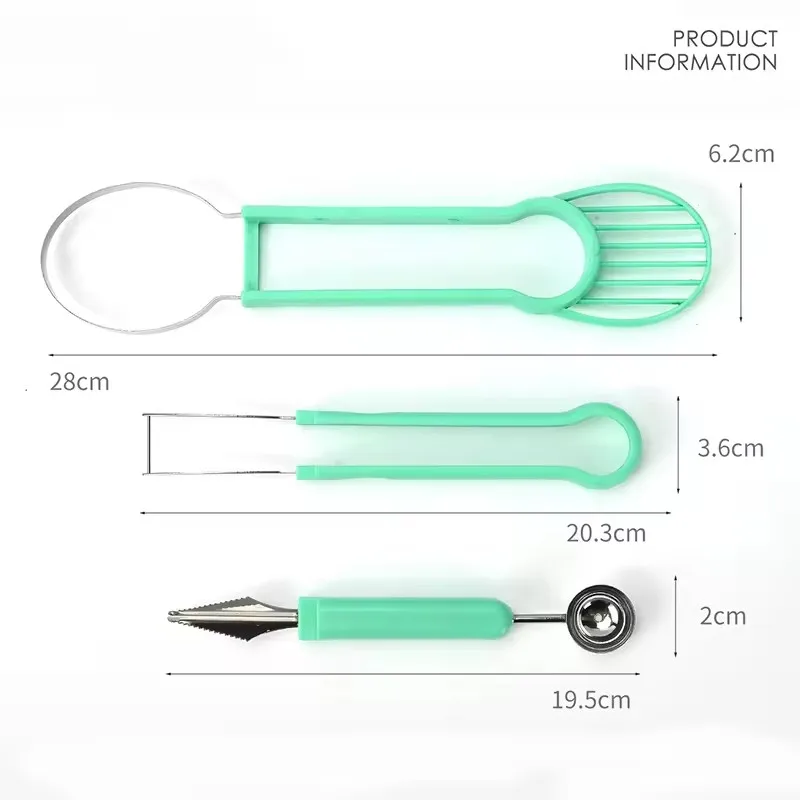 3 In 1 Fruit Ball Carving Knife Kiwi Fruit Scoop Melon Digger Fruit Jar Mashed Potato Baller Ice Cream Kitchen Tools