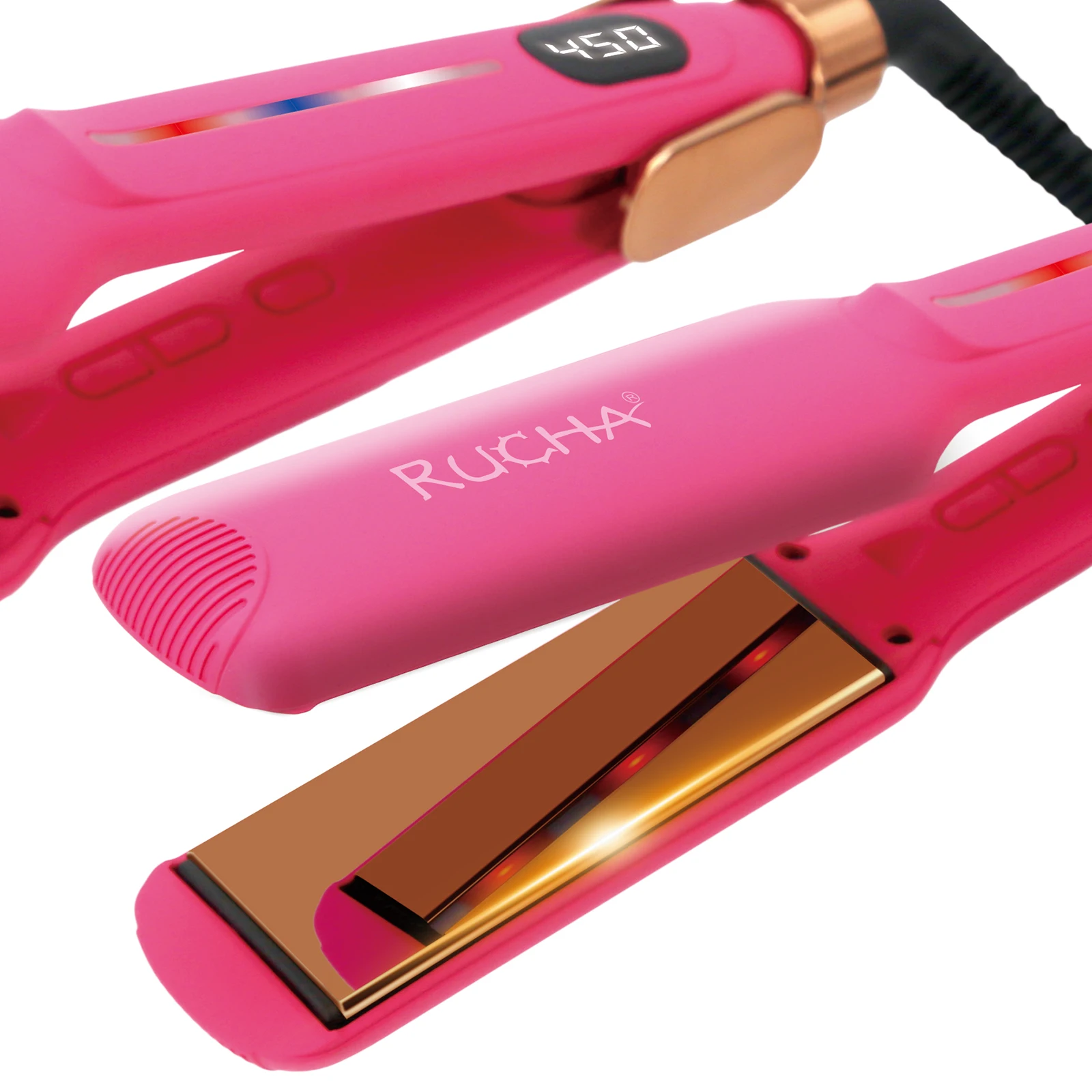 Custom 2 In 1 500F Titanium Flat Iron Private Label Hair Straightener Professional Infrared Hair Straightener