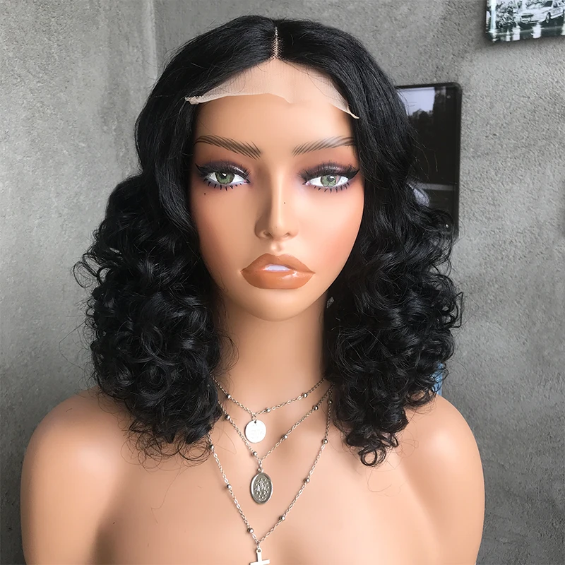 Natural Deep Curly Human Hair Front Full Lace Wig With Baby Hair For Black Women 4x4 5x5 Lace Closure Human Hair Wig Blend