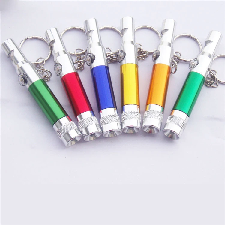 3 In 1 Multi-function Torch Portable Flashlight With Key Chain Compass Whistle for Camping Survival Hiking Tool