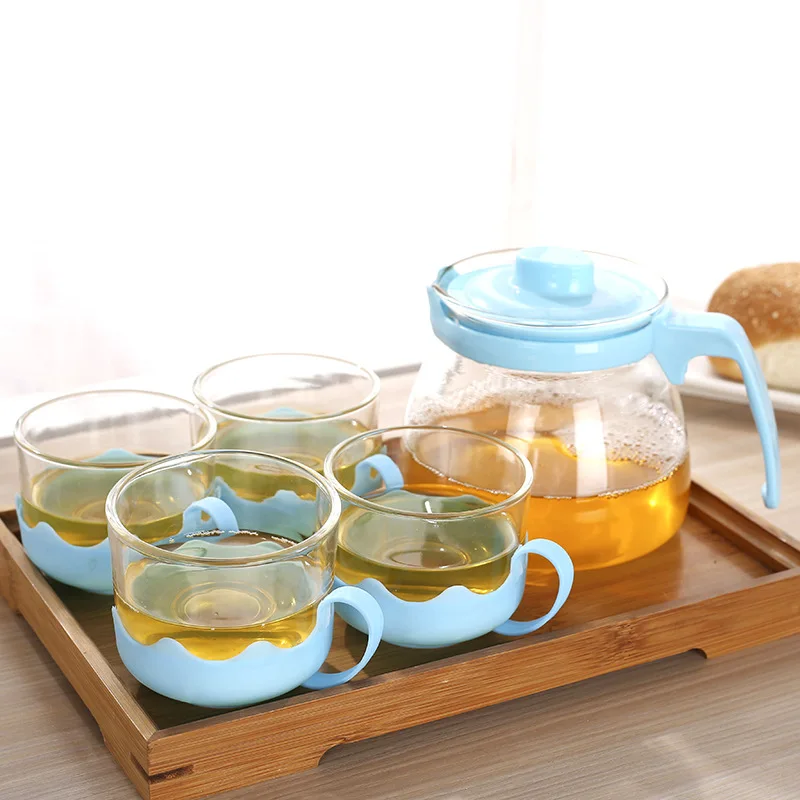Chinese Tea Pot Sett Cheap Price 5Pcs Coffee High Heat Resistant Borosilicate Glass Teapot